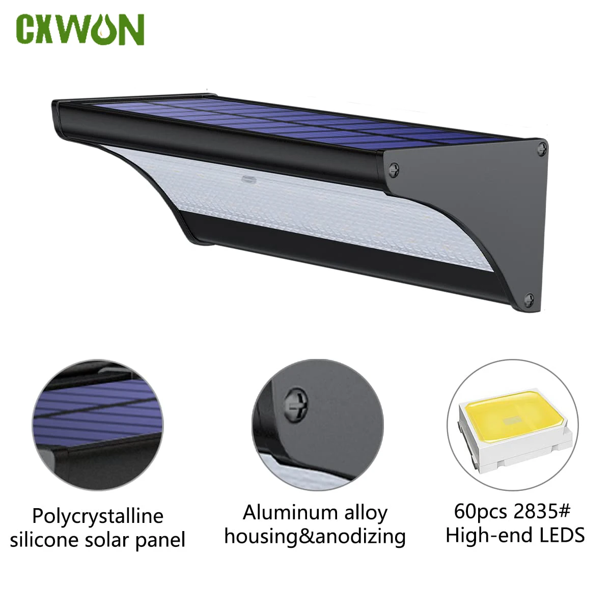Solar Wall Sconce - 60/48led luz de parede solar ao