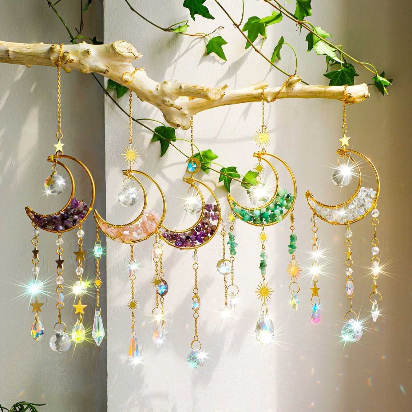 Xmas Outdoor Lighting Decorations - Cristal suncatcher lua ametista arco-íris fabricante