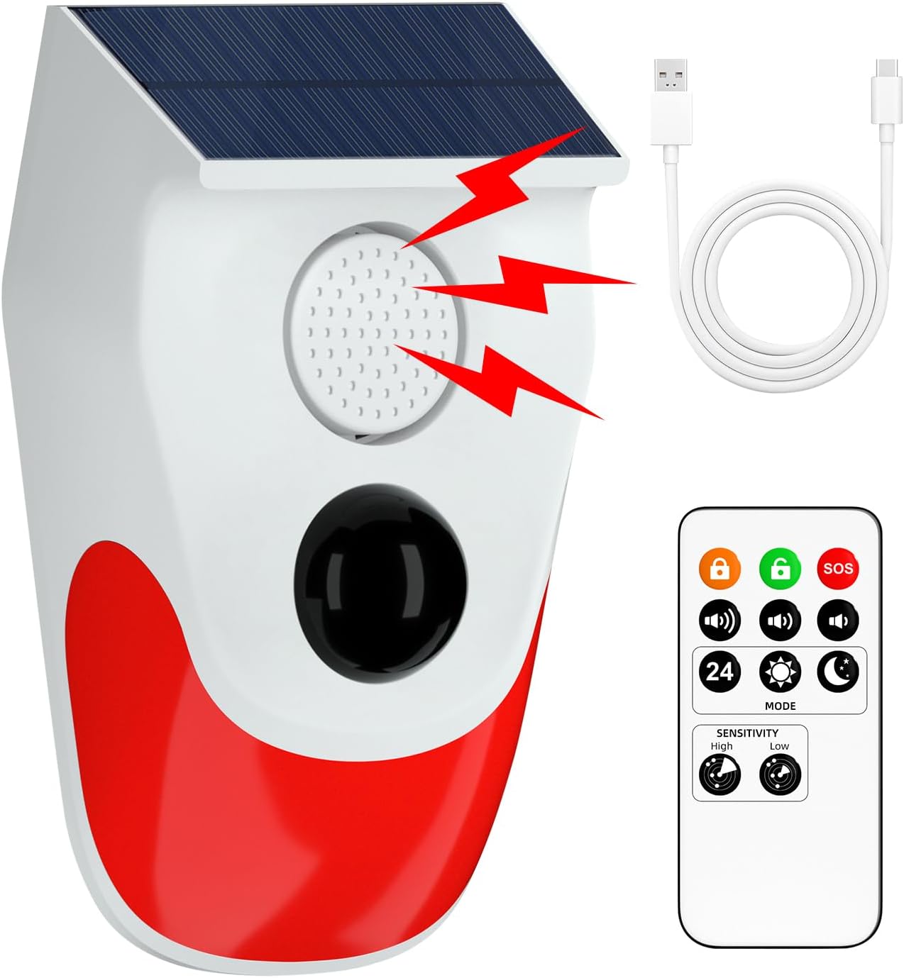 Solar Wall Sconce - Alarme exterior do sensor de movimento