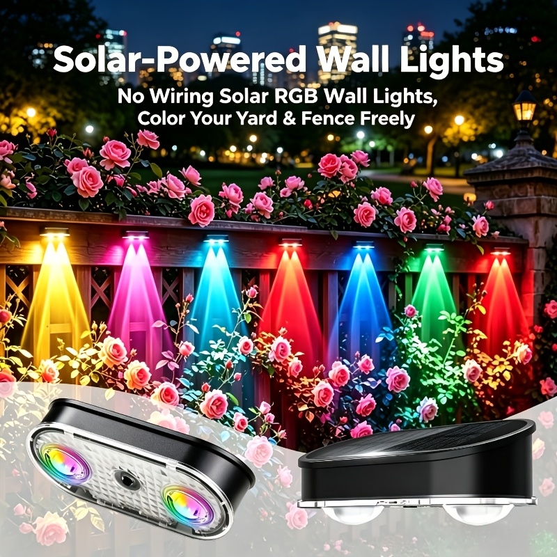 Solar Wall Sconce - Luz Solar RGB para Cerca IP44,