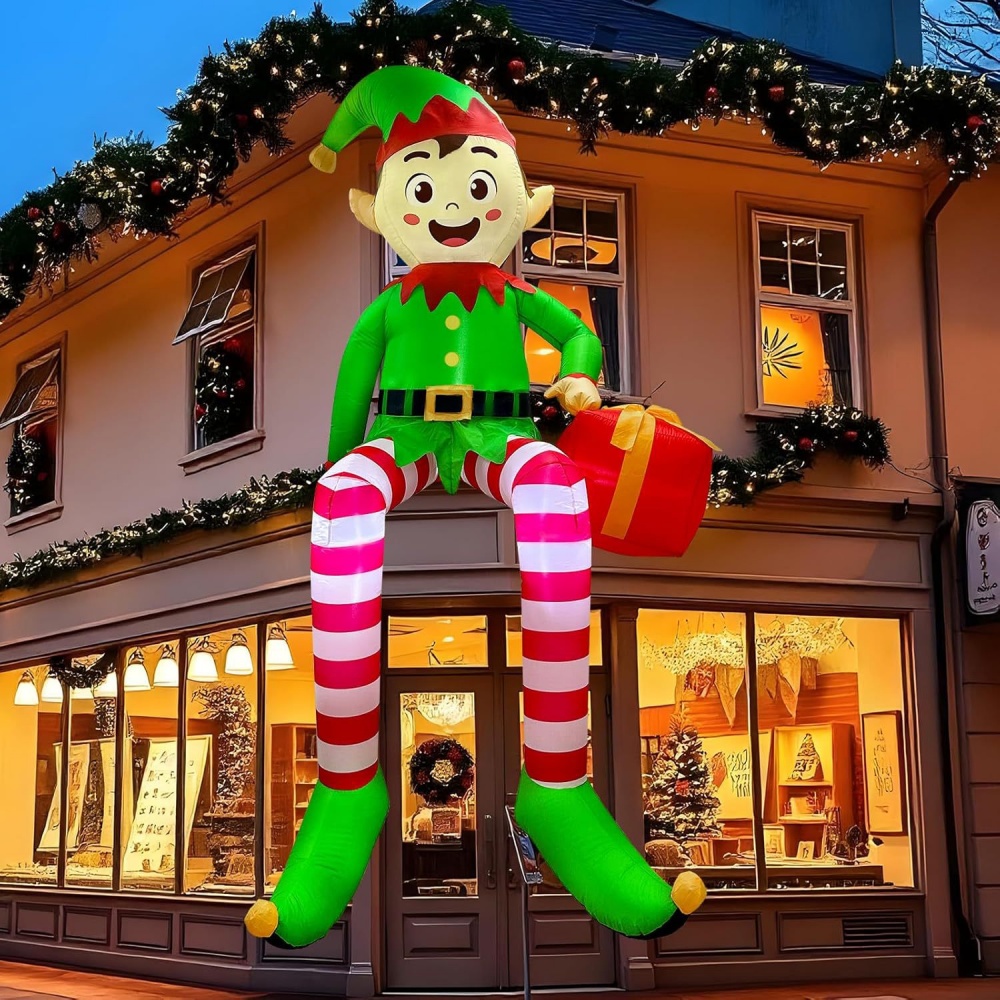 Outdoor Lighting For Christmas - 8ft infláveis de natal sentado elfo