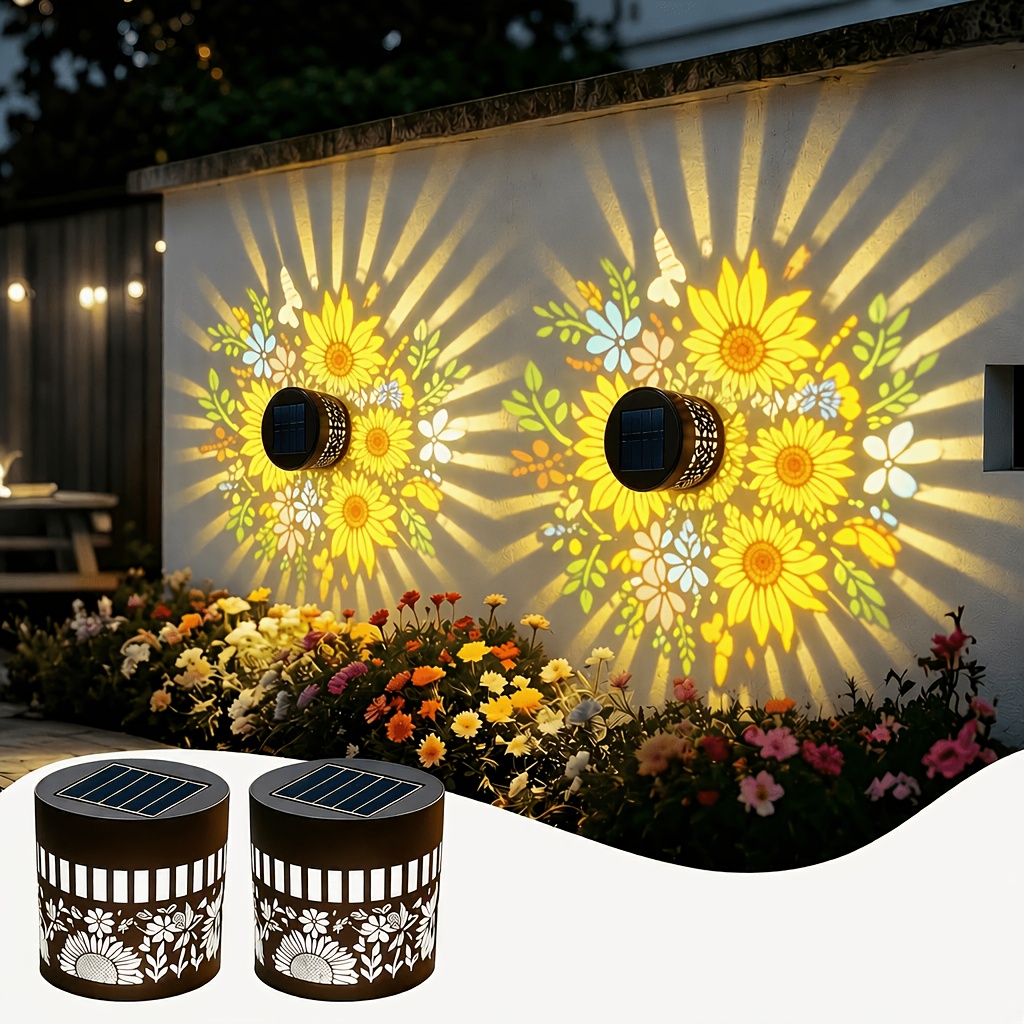 Solar Wall Sconce - Conjunto de 2 luminárias solares para