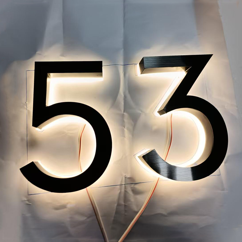 Outdoor Lighting Logo - Metal 3d led casa número luz