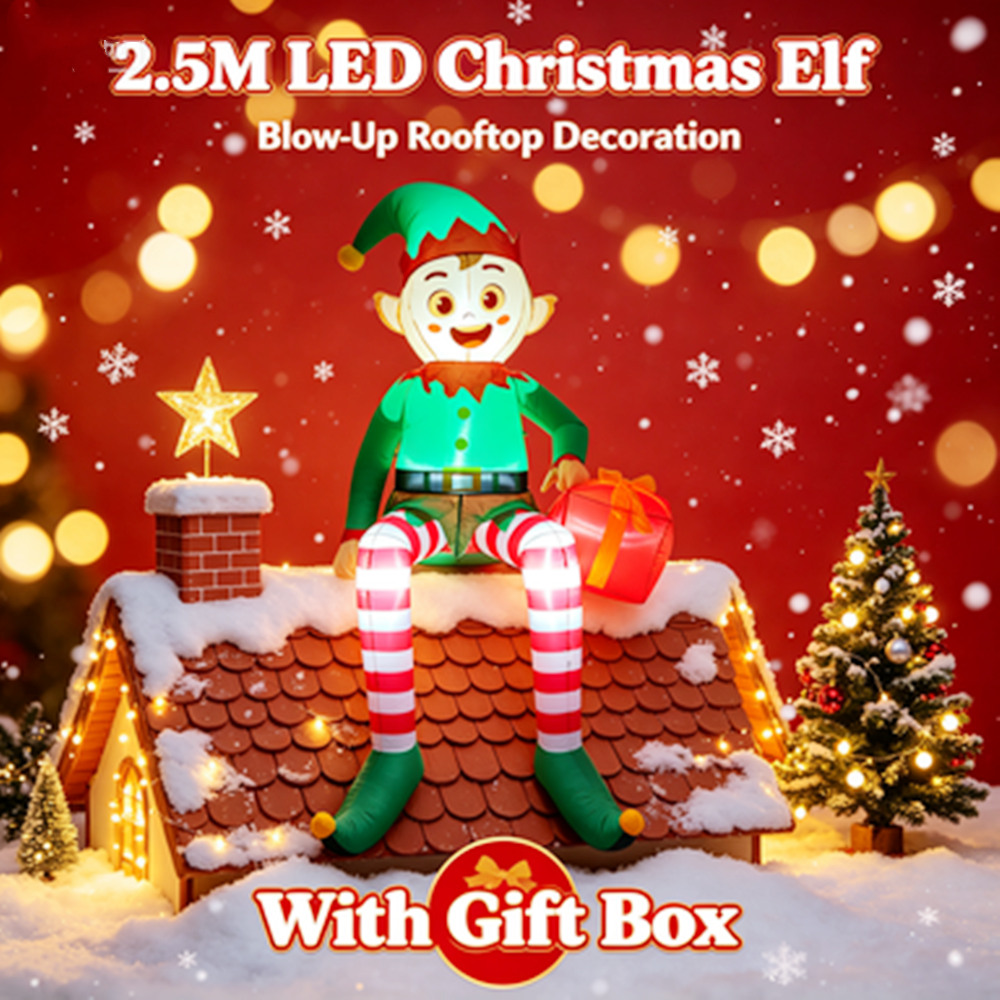 Elfo Inflável de Natal de 2,5M - Xmas Outdoor Lighting Decorations avaliação e preço