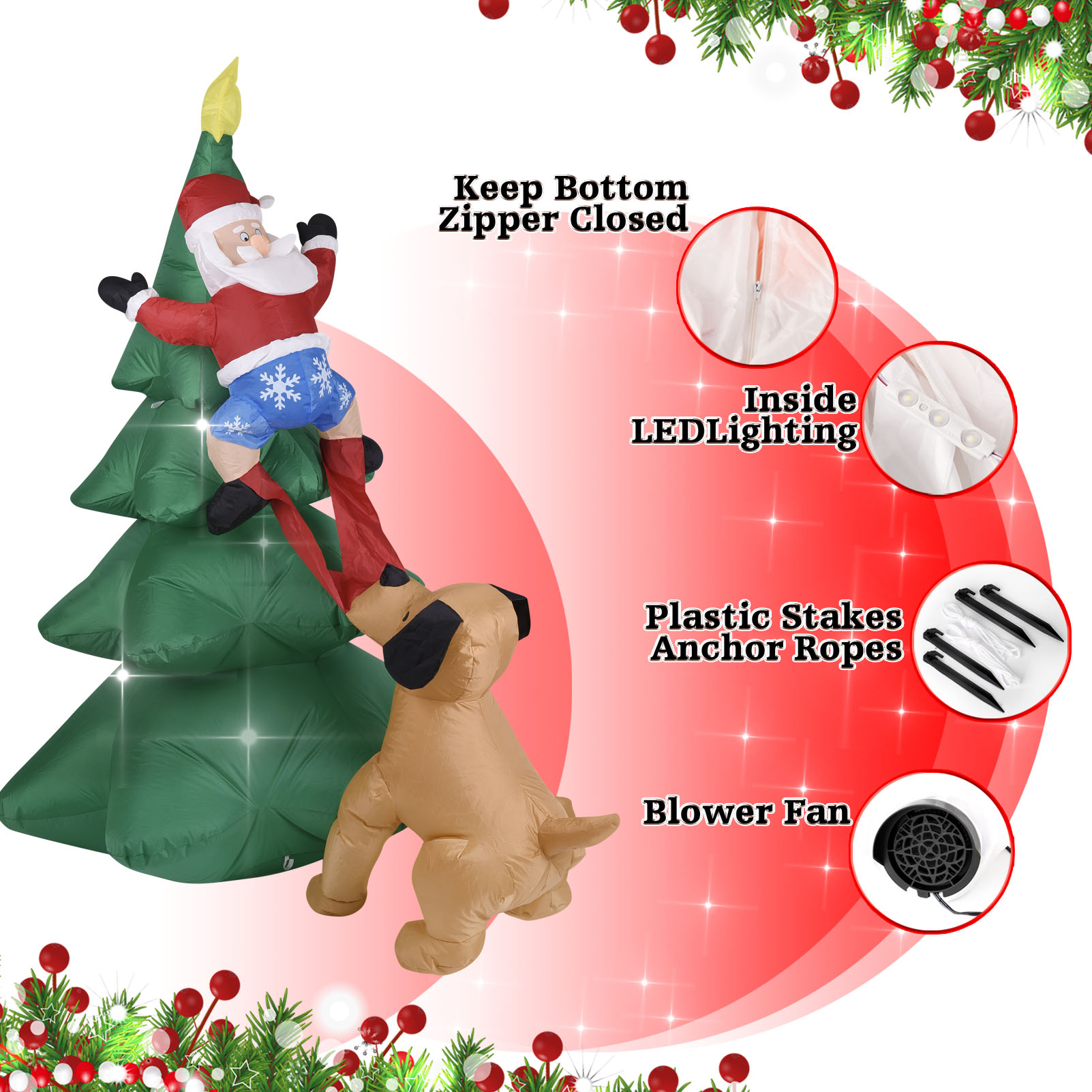 Cão inflável de natal com árvo - Outdoor Lighting For Christmas avaliação e preço
