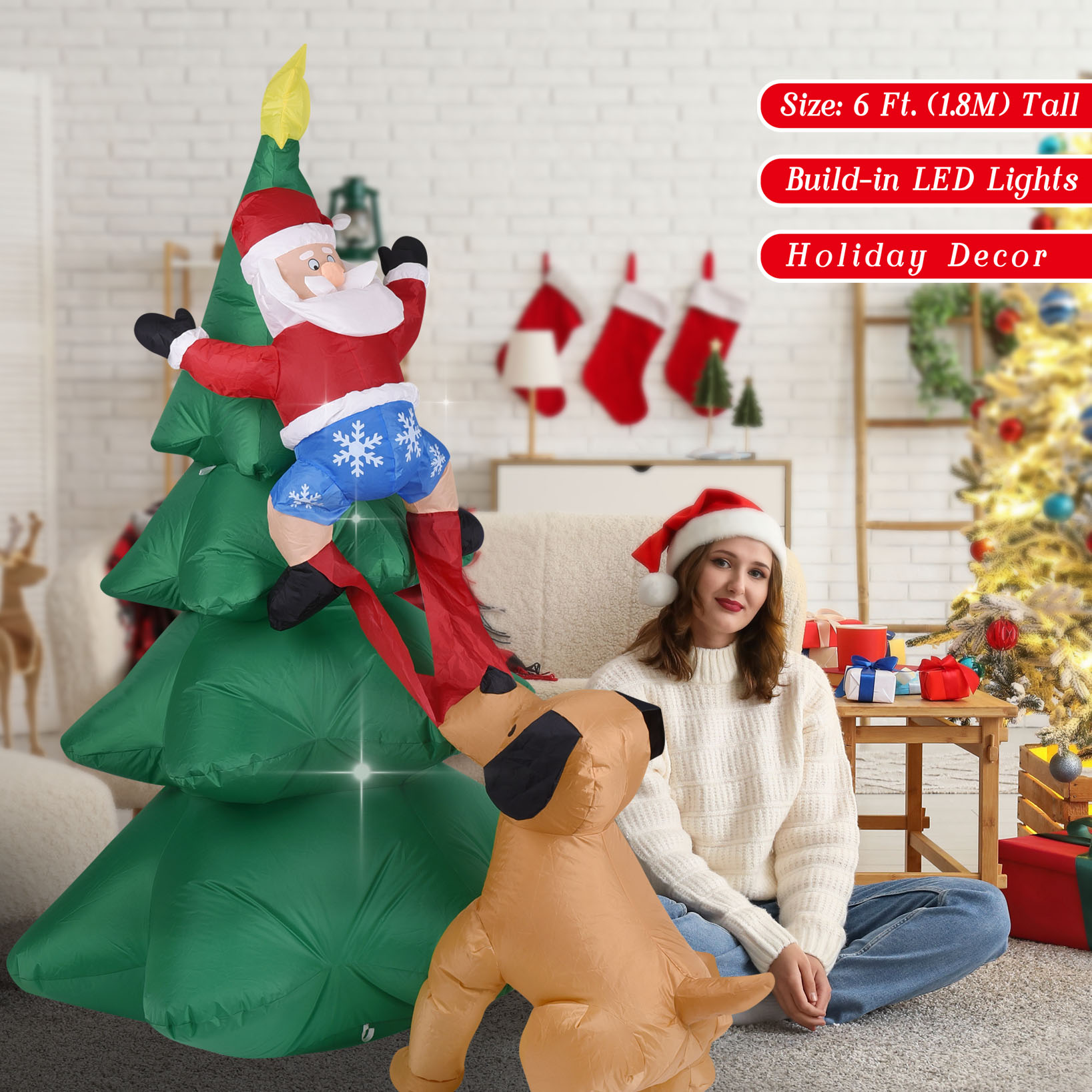 Cão inflável de natal com árvo - Outdoor Lighting For Christmas avaliação e preço