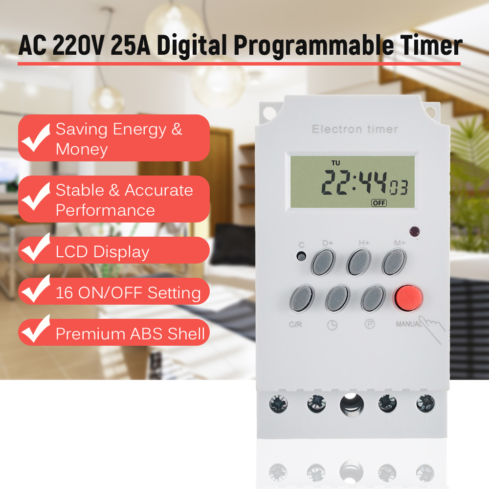 AC 220V 25A Temporizador Progr - Outdoor Lighting Timer Switch avaliação e preço