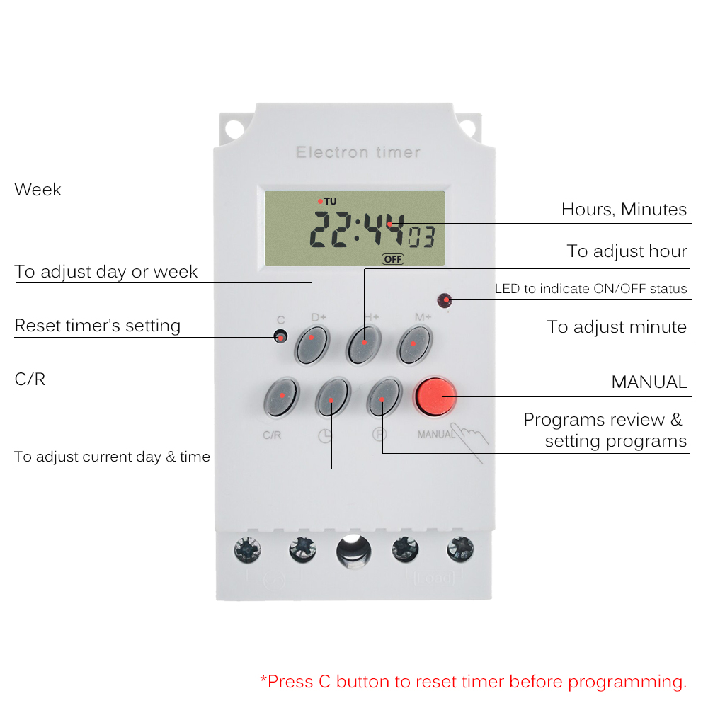 AC 220V 25A Temporizador Progr - Outdoor Lighting Timer Switch avaliação e preço