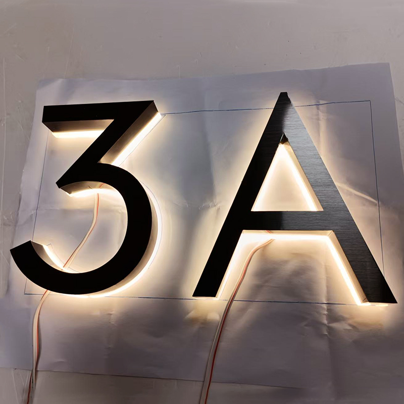 Metal 3d led casa número luz a - Outdoor Lighting Logo avaliação e preço