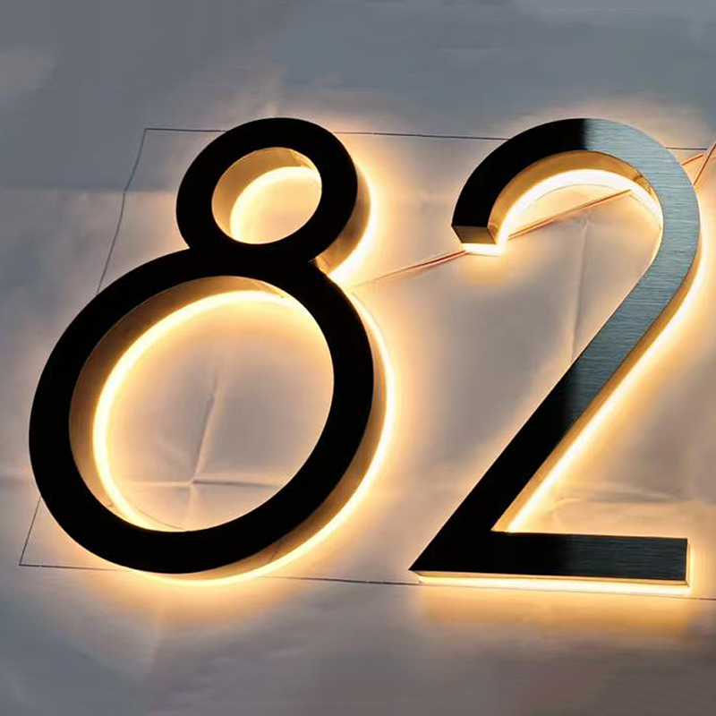 Metal 3d led casa número luz a - Outdoor Lighting Logo avaliação e preço
